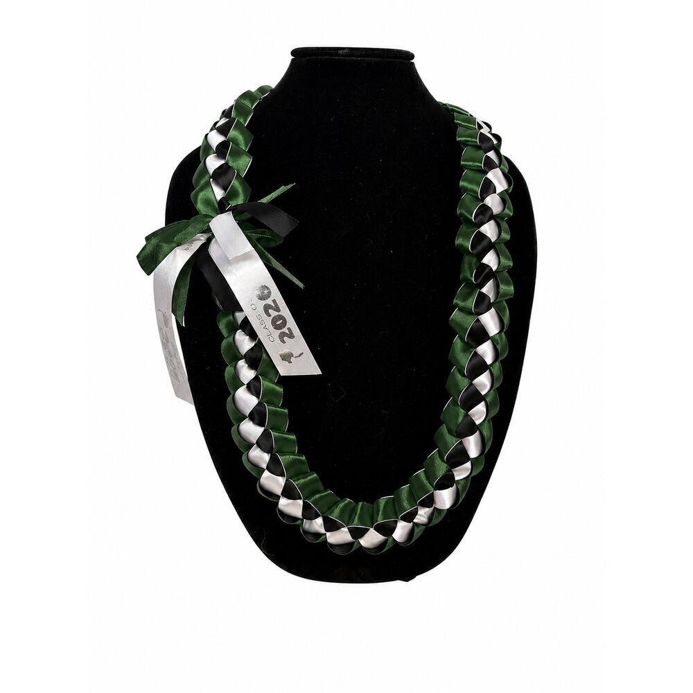 Light Blue Black White Graduation Lei Class of 2026